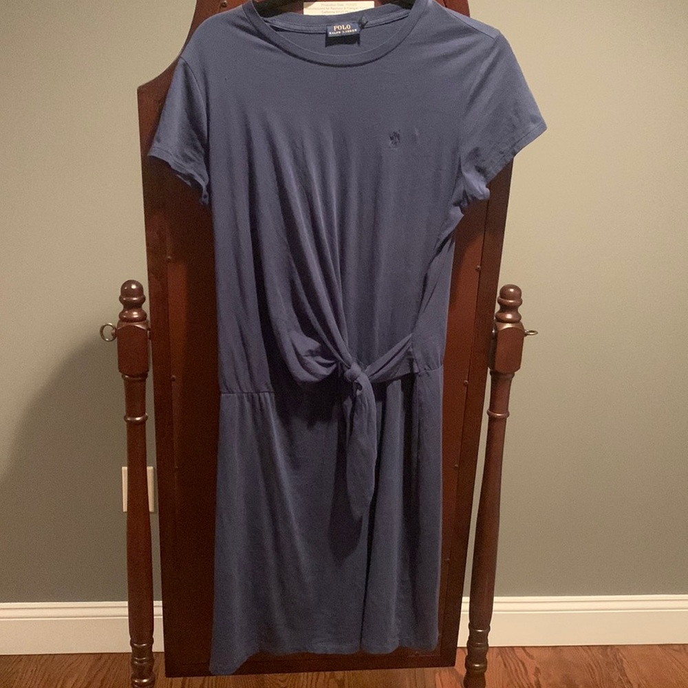Blue Polo Dress with side tie